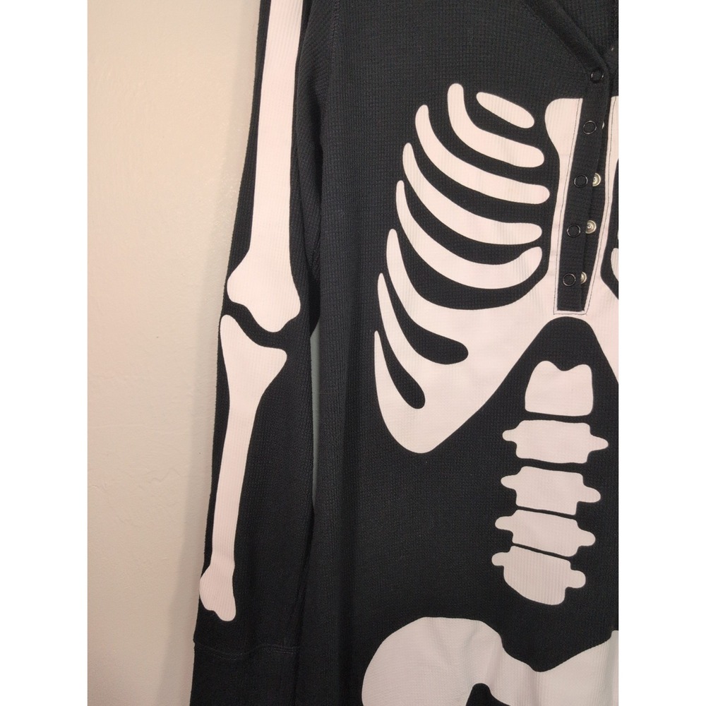 VICTORIA'S SECRET PINK L HALLOWEEN SKELETON BONES THERMAL LONG JANE PAJAMAS - Picture 6 of 9